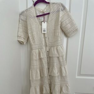 LoveShackFancy NWT MIdi Cream Dress